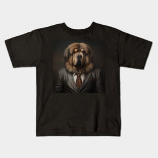 Tibetan Mastiff Dog in Suit Kids T-Shirt